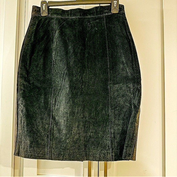 Vintage Dresses & Skirts - 100% Genuine Leather Suede Pencil Skirt Winlit Vintage Black